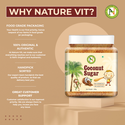 NatureVit Coconut Sugar Unrefined, Natural Sweetener, Gluten-Free