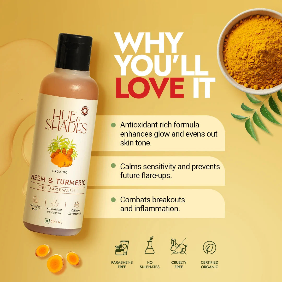 Hue And Shades Organic Neem & Turmeric Gel Facewash