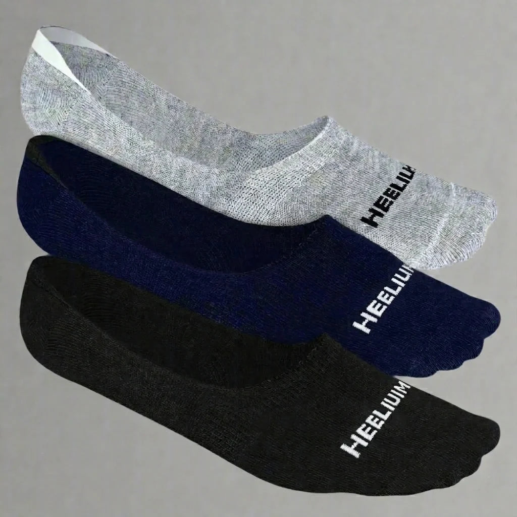 Heelium Bamboo No Show Socks for Men (Solid) - Pack of 3