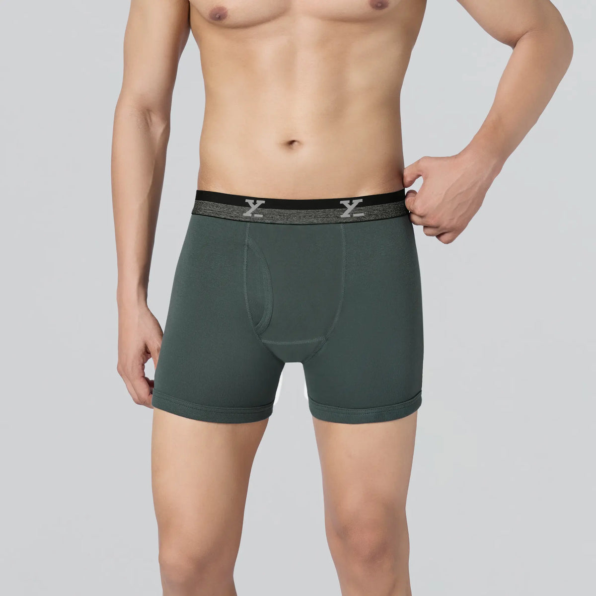 XYXX Nova Cotton Boxer Briefs (Outer Elastic) - Anchor Grey