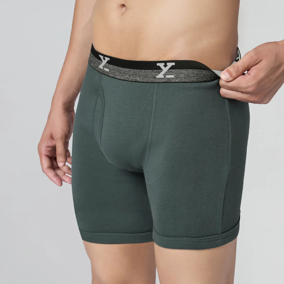 XYXX Nova Cotton Boxer Briefs (Outer Elastic) - Anchor Grey - view 4