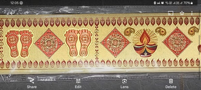 Vastu Spl Foot Lucky Diya Door Front Gadapa (2.5 Feet) Sticker Gold Special 