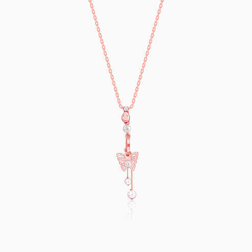 Giva Rose Gold Charming Butterfly Pendant with Link Chain