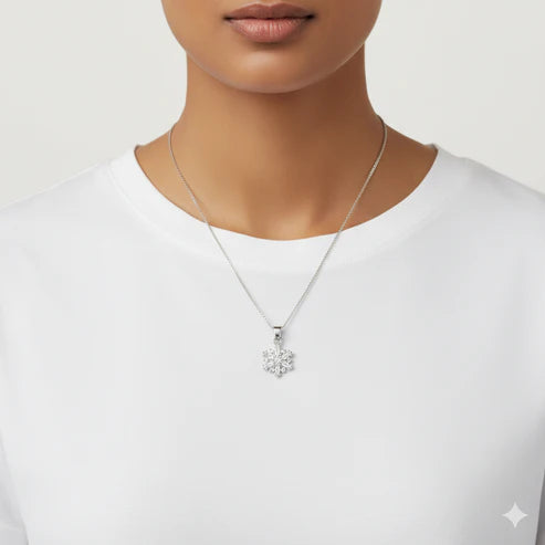 Giva Silver Snowflake Pendant With Box Chain