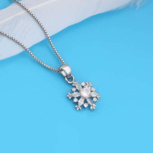 Giva Silver Snowflake Pendant With Box Chain