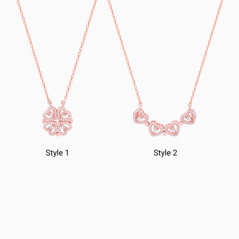 Giva Rose Gold Clover Heart Convertible Necklace