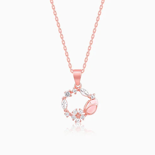 Giva Rose Gold Drop Wreath Pendant With Link Chain