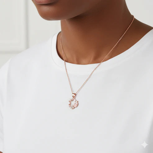 Giva Rose Gold Drop Wreath Pendant With Link Chain
