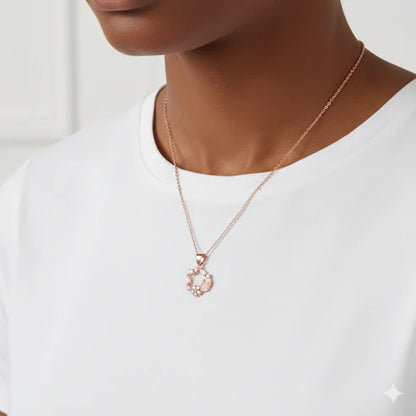 Giva Rose Gold Drop Wreath Pendant With Link Chain