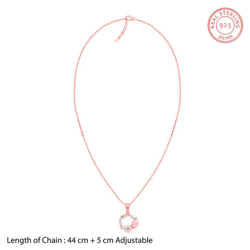 Giva Rose Gold Drop Wreath Pendant With Link Chain