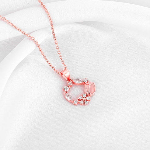 Giva Rose Gold Drop Wreath Pendant With Link Chain