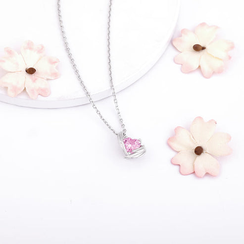 Giva Silver Pink Angel Wings of Protection Necklace