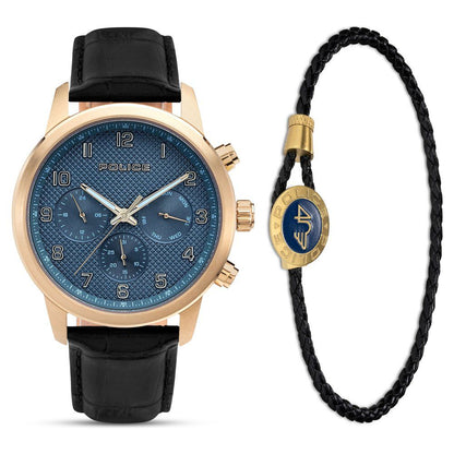 Police Quartz Multifunction Blue Dial Leather Strap Watch for Men - image 1