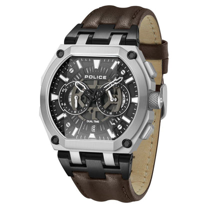 Police Multifunction Black Dial Leather Strap Watch For Men - image 1