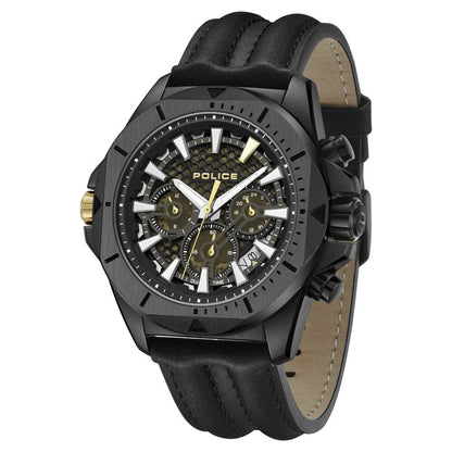 Police Multifunction Black Dial Leather Strap Watch For Men - image 1
