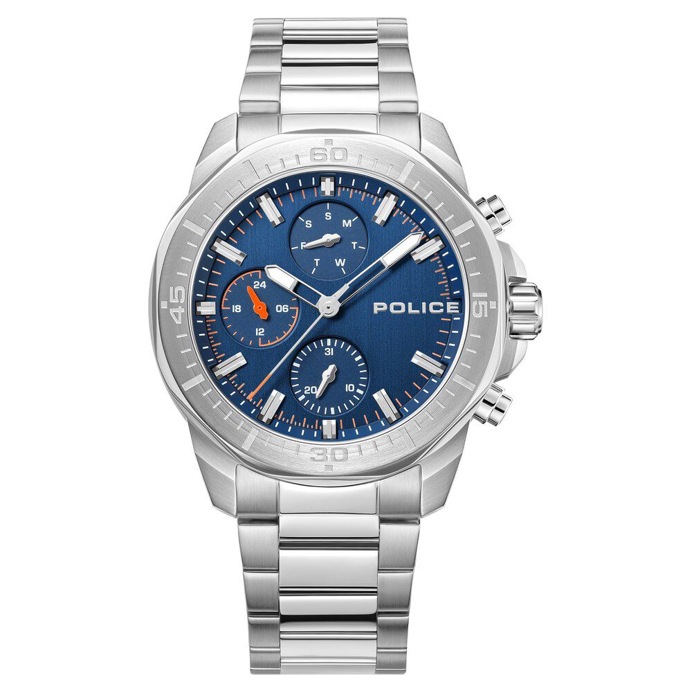 Police Quartz Multifunction Blue Dial Silver Stainless Steel Strap Watch For Men - image 1
