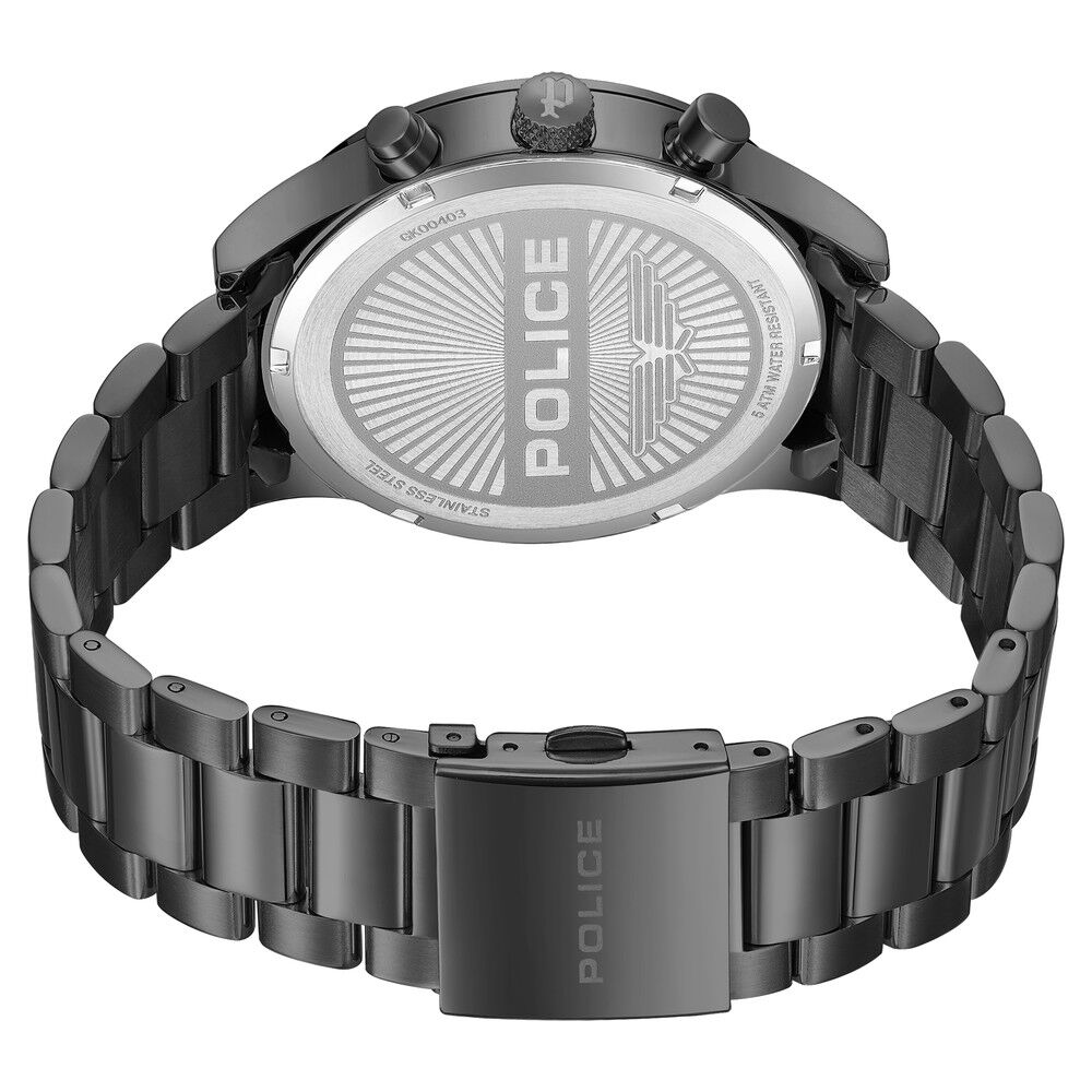 Police Quartz Multifunction Black Dial Grey Stainless Steel Strap Watch for Men