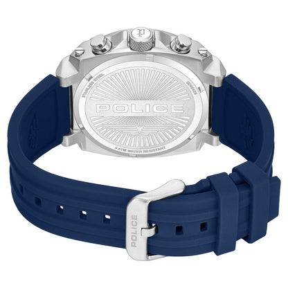 Police Quartz Chronograph Black Dial Blue Silicone Strap Watch For Men