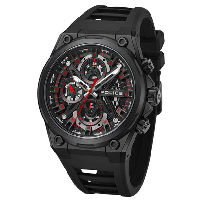 Police Multifunction Black Dial Silicone Strap Watch For Men - image 1