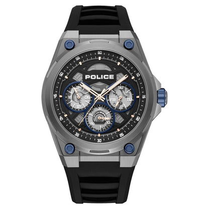 Police Quartz Multifunction Black Dial Blue Silicone Strap Watch For Men - image 1