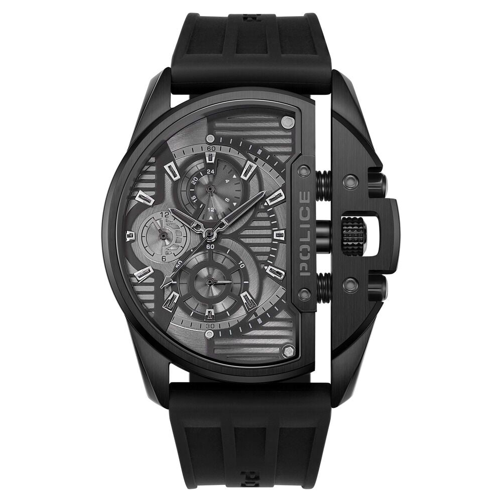 Police Quartz Multifunction Black Dial Black Silicon Strap Watch For Men - image 1