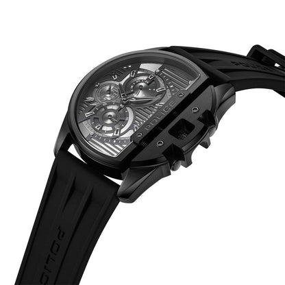 Police Quartz Multifunction Black Dial Black Silicon Strap Watch For Men