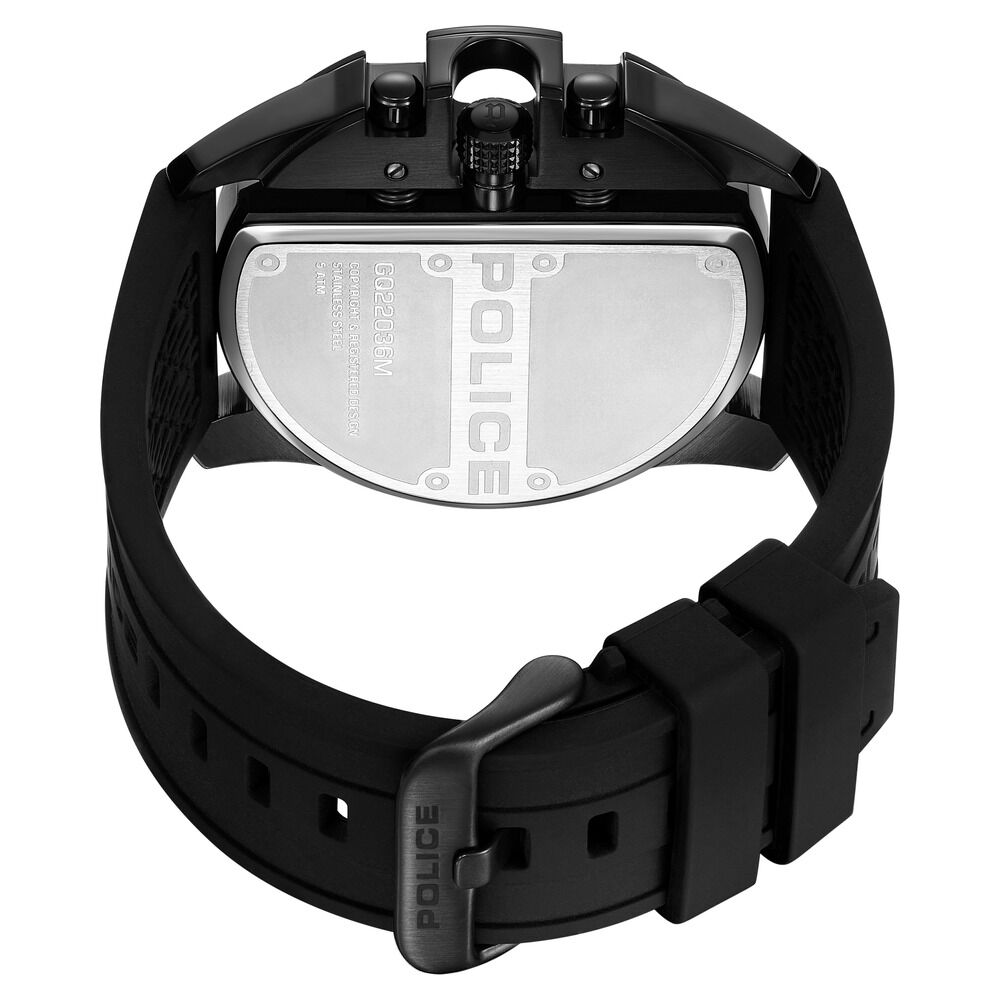 Police Quartz Multifunction Black Dial Black Silicon Strap Watch For Men