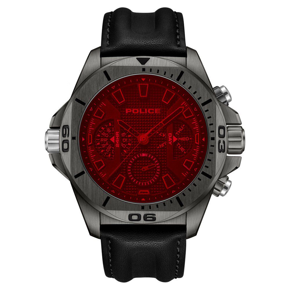 Police Quartz Multifunction Black Leather Strap for Men - image 1