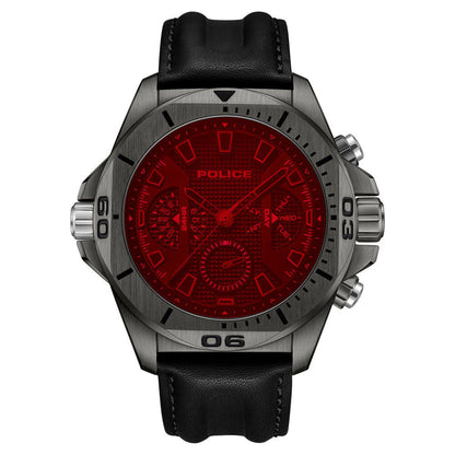 Police Quartz Multifunction Black Leather Strap for Men - image 1