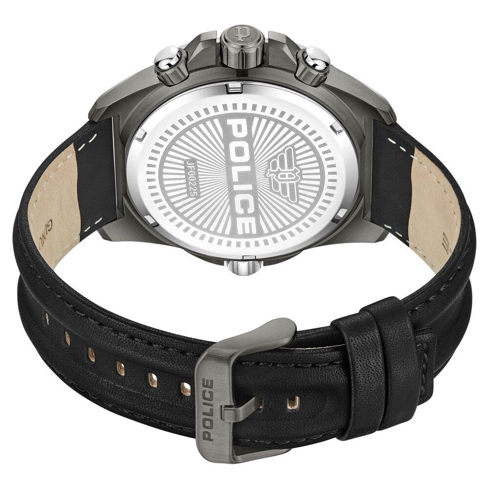 Police Quartz Multifunction Black Leather Strap for Men