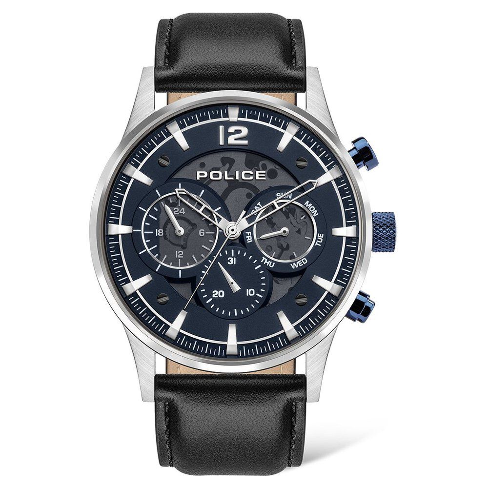Police Quartz Multifunction Black Dial Leather Strap Watch for Men - image 1