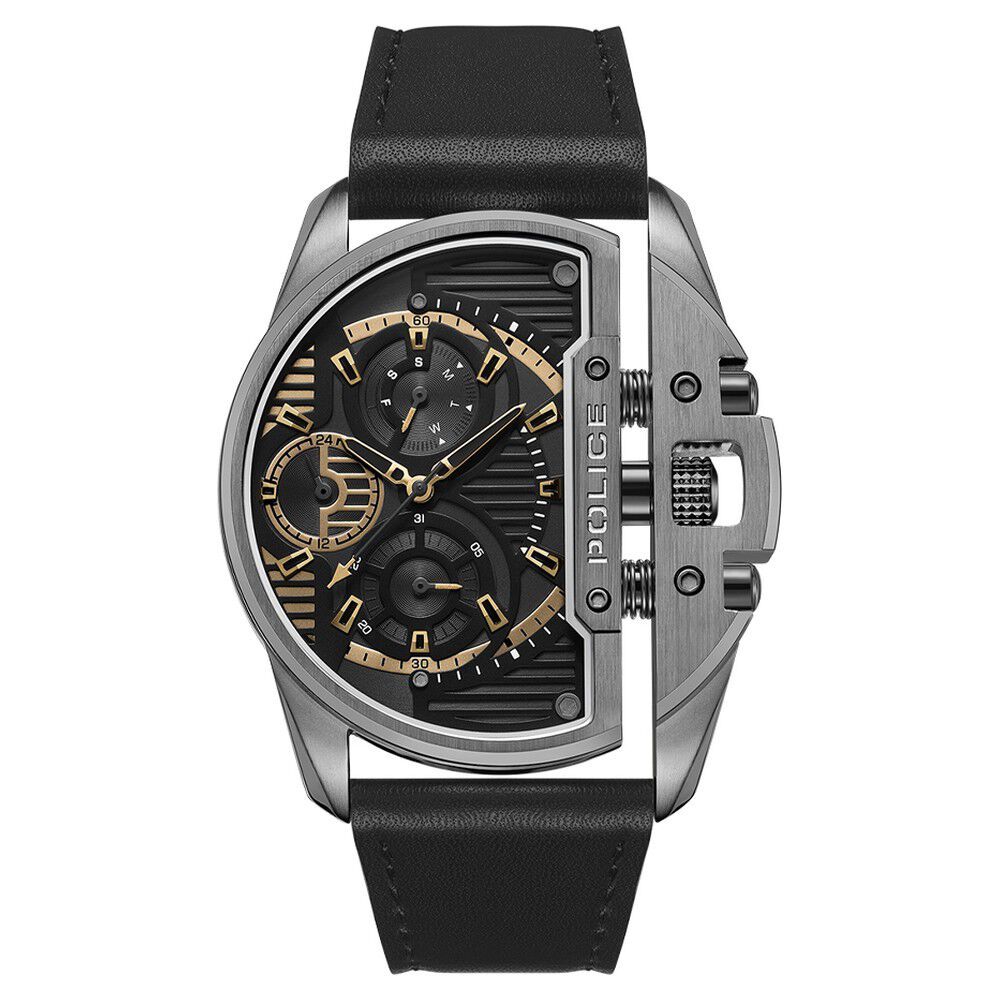 Police Grey Dial Black Strap Multifunction Watch for Men - image 1