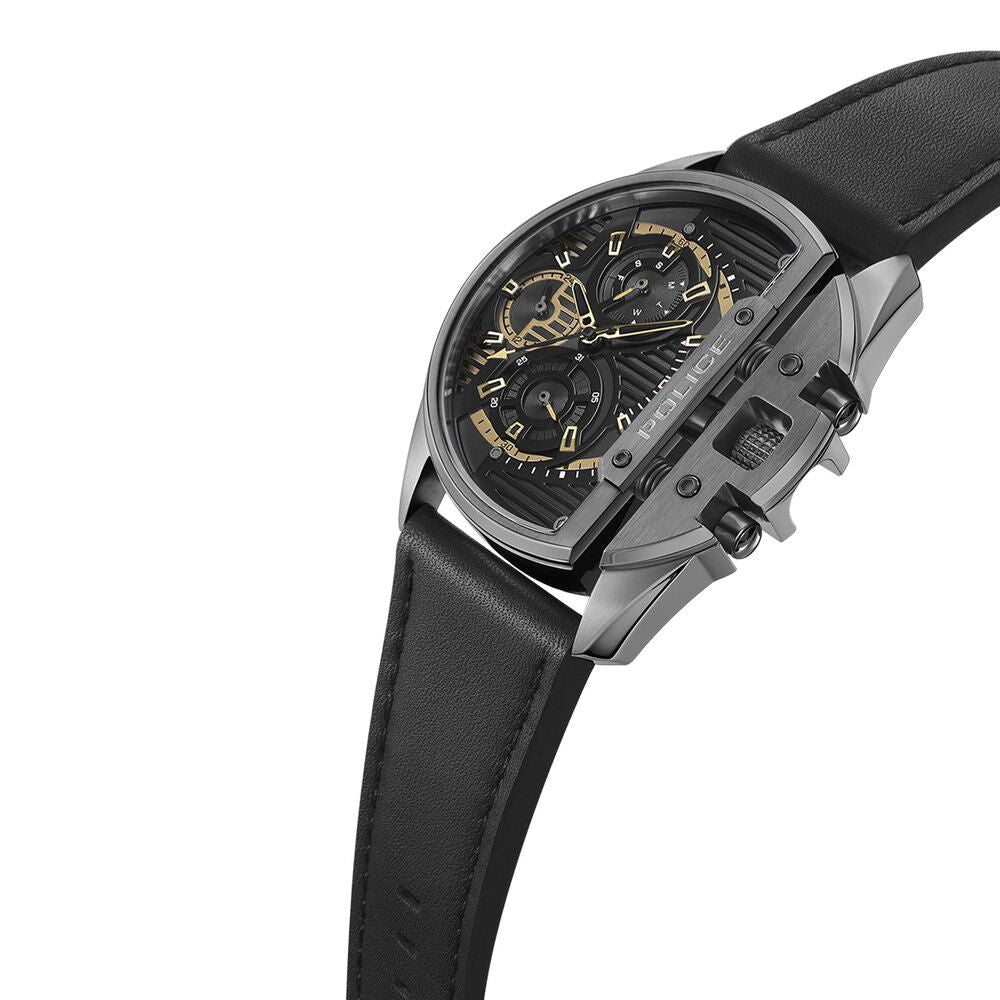 Police Grey Dial Black Strap Multifunction Watch for Men