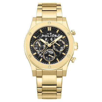 Police Quartz Multifunction Black Dial Golden Colour Stainless Steel Strap Watch For Men - image 1