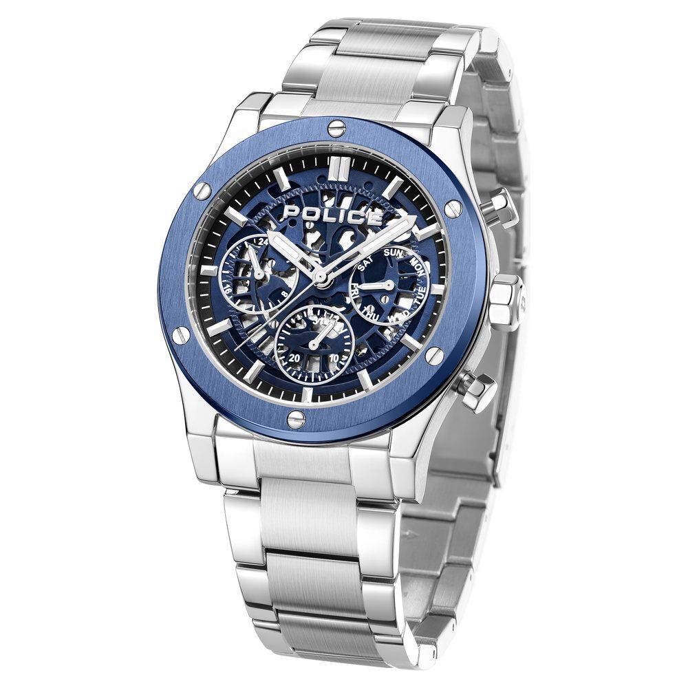 Police Blue Dial Quartz Multifunction Watch for Men