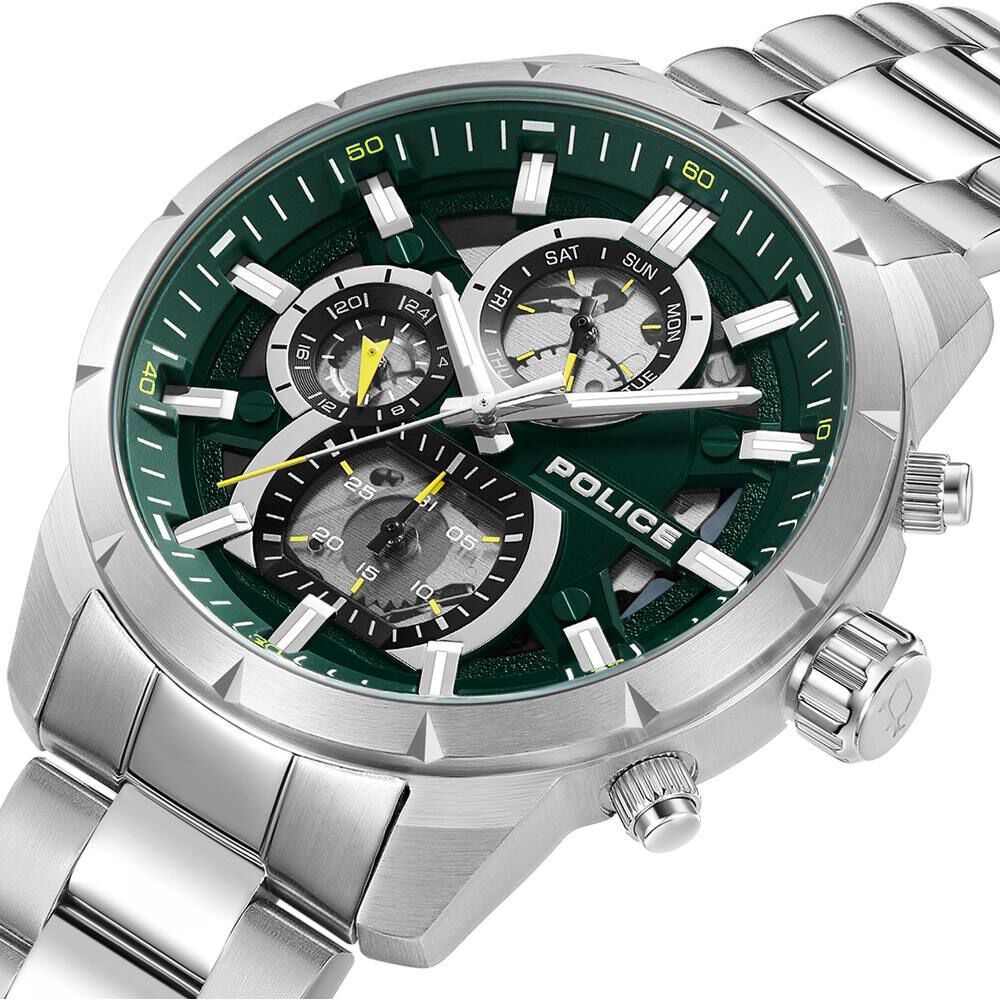 Police Quartz Multifunction Grey Stainless Steel Strap for Men