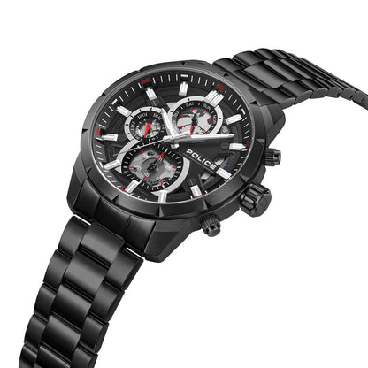 Police Quartz Multifunction Black Stainless Steel Strap for Men