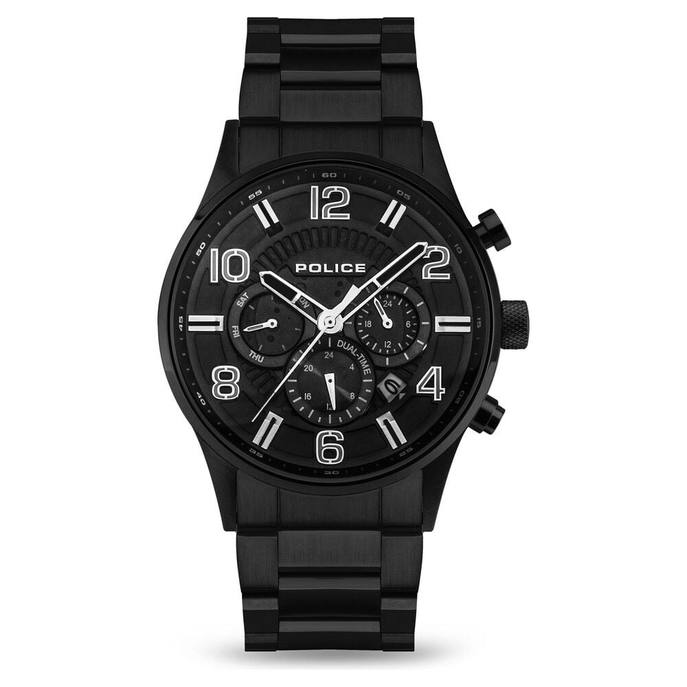 Police Black Dial Black Strap Multifunction Watch for Men - image 1