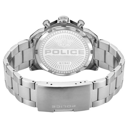 Police Blue Dial Silver Strap Multifunction Watch for Men