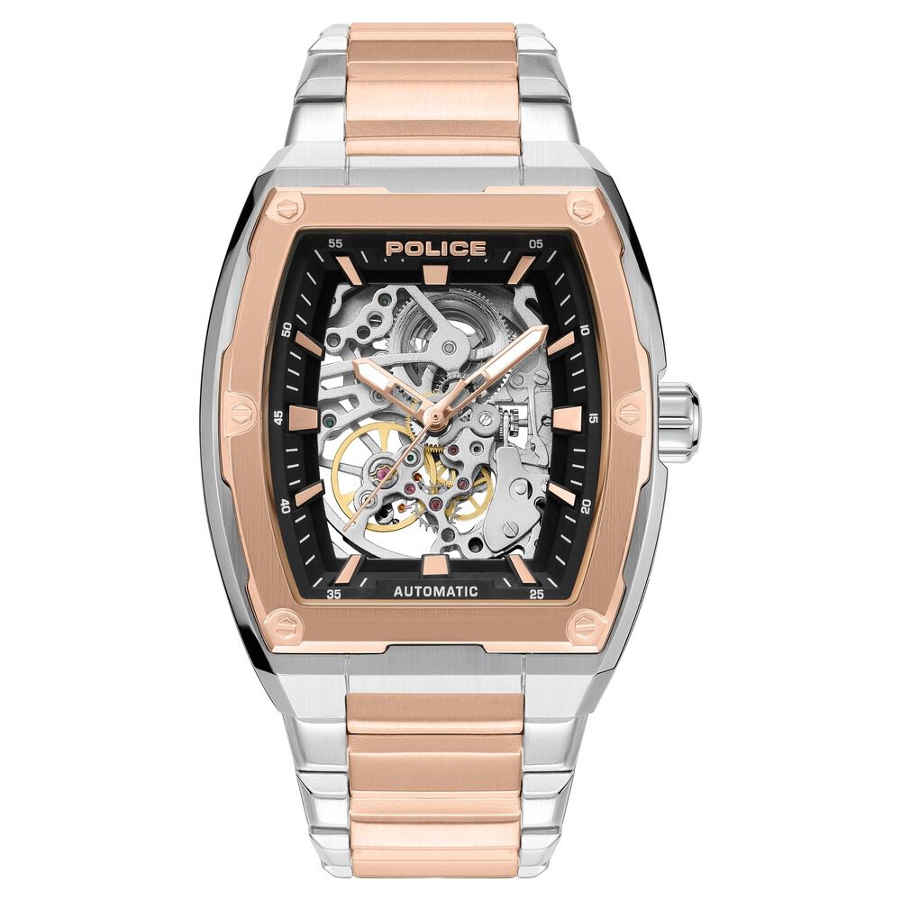 Police Automatic With Self Winding Automatic With Self Winding Brown Dial Stainless Steel Strap Watch For Men - image 1