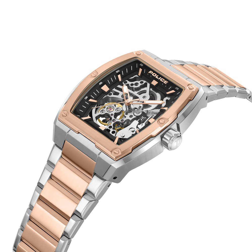 Police Automatic With Self Winding Automatic With Self Winding Brown Dial Stainless Steel Strap Watch For Men