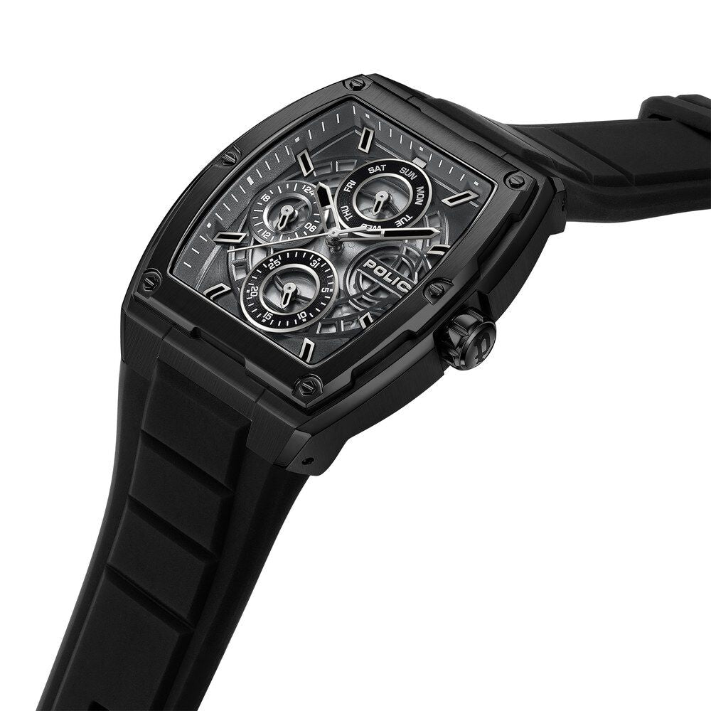 Police Quartz Multifunction Grey Dial Black Silicone Strap Watch for Men