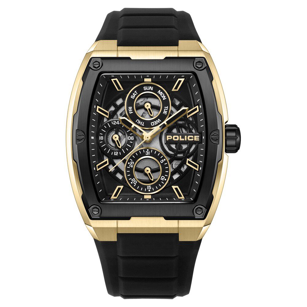 Police Quartz Multifunction Black Dial Black Silicone Strap Watch for Men - image 1