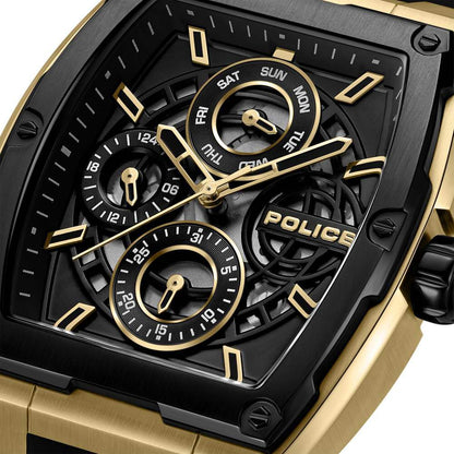 Police Quartz Multifunction Black Dial Black Silicone Strap Watch for Men