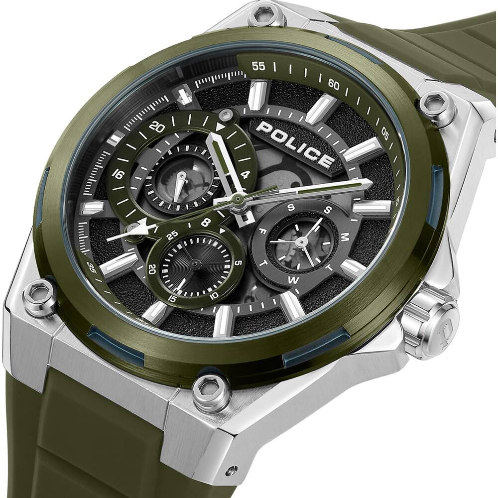 Police Quartz Multifunction Black Silicone Strap for Men