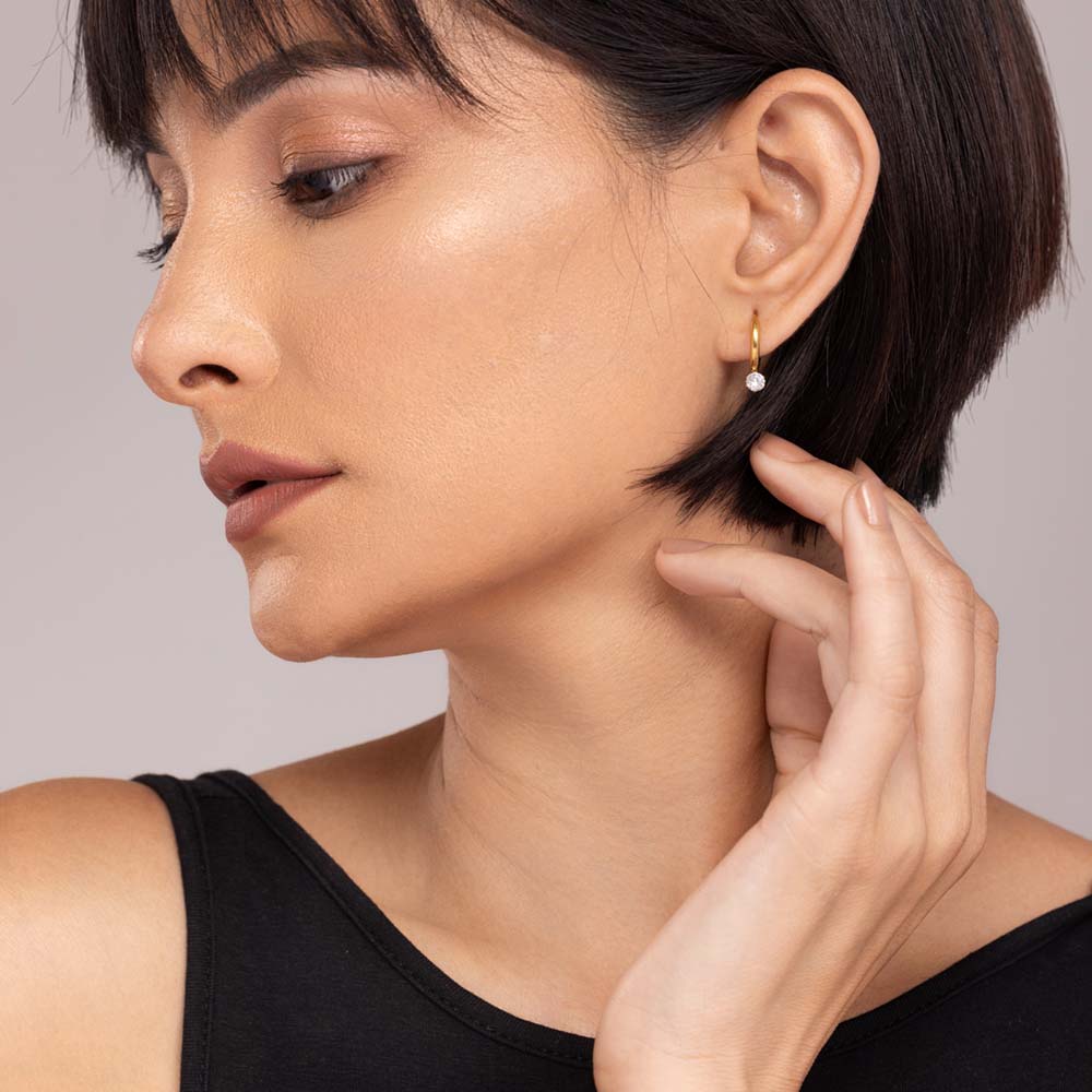 Palmonas Athena Solitaire Hoop Earrings