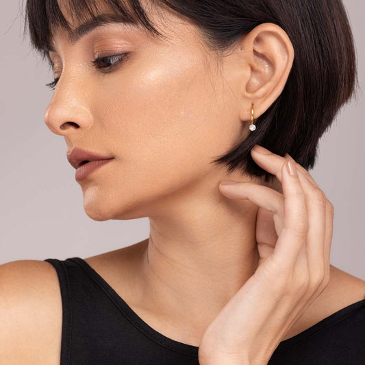 Palmonas Athena Solitaire Hoop Earrings