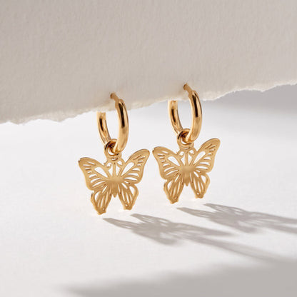 Palmonas Sylvia Butterfly Hoop Drop Earrings