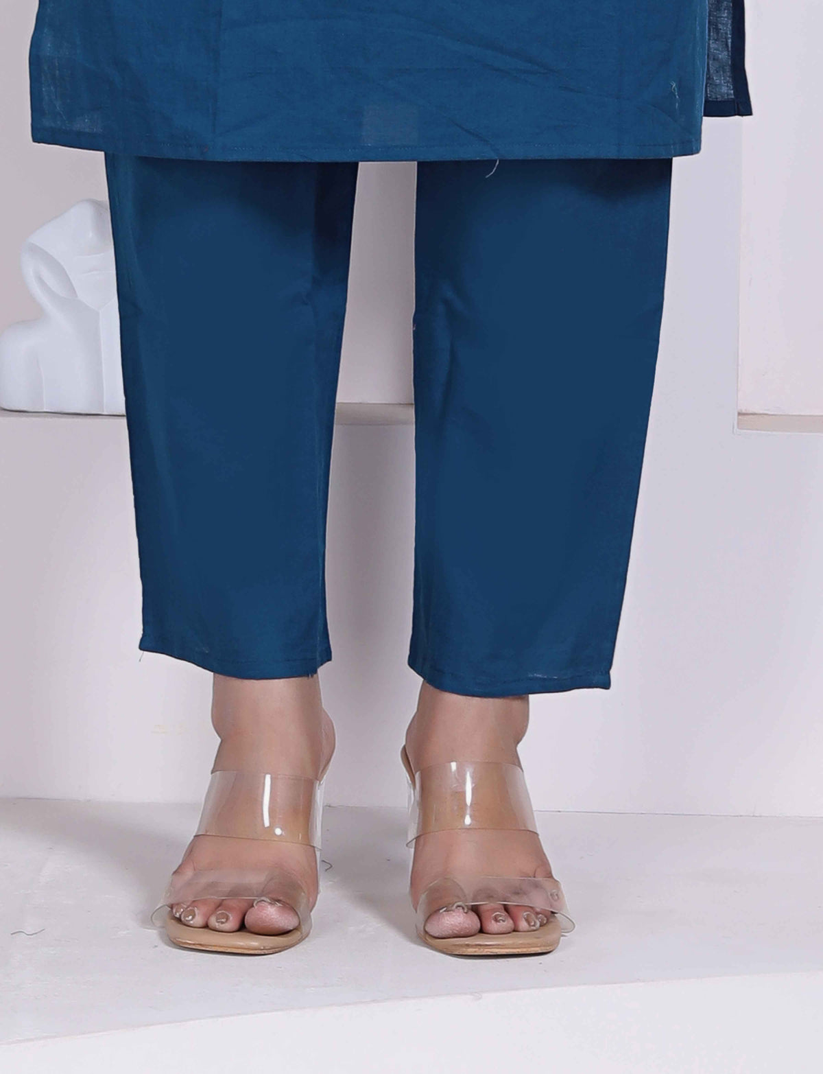 Miravan Womens Blue Straight Kurta with Palazzo Set - view 9