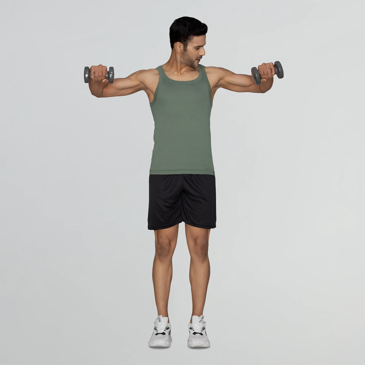 XYXX Pace Super Combed Cotton Vest Olive Green - view 5